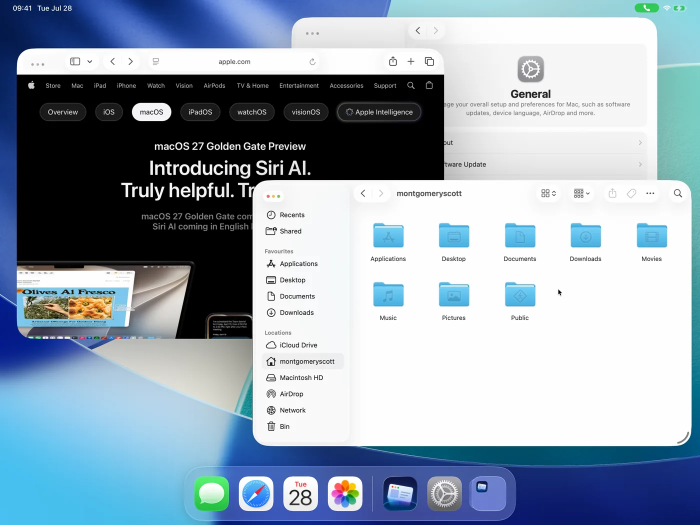 Mac windows running as real iPad windows, edge to edge in Stage Manager