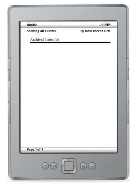The Kindle 4 emulator booted into the stock Amazon home screen